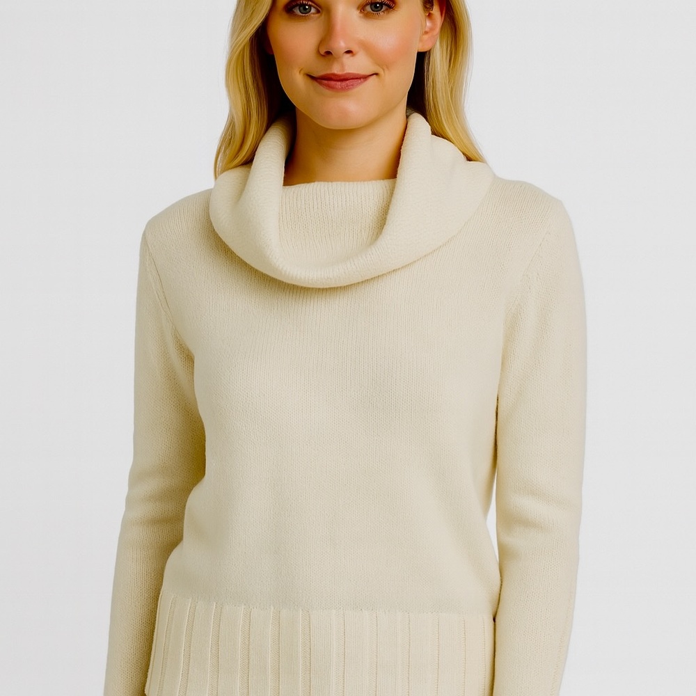 Vintage - FioreBlu‎ Wool Cowl Neck Sweater ~ Made in Italy~Size M ~ Ivory